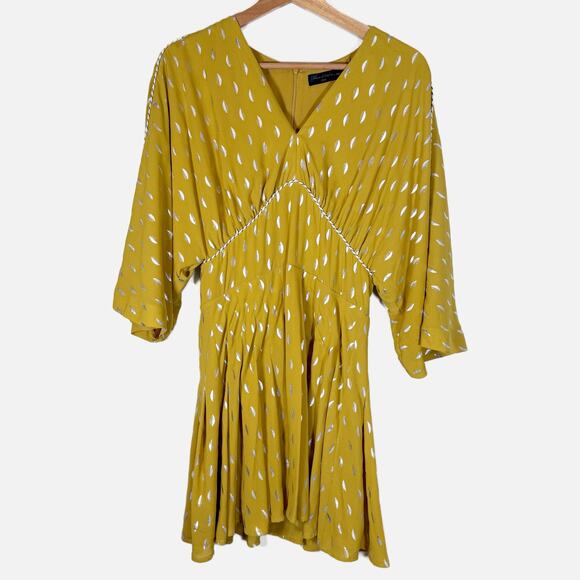 House of Harlow 1960 x REVOLVE OWEN DRESS Flowy Metallic Dot Small Mustard Flaw - Picture 4 of 15